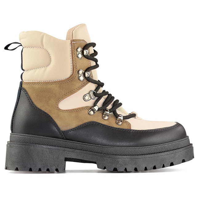 Botine de dama cu siret, pantofi de iarna de dama peste glezna bej Botine de dama cu siret, pantofi de iarna de dama peste glezna bej