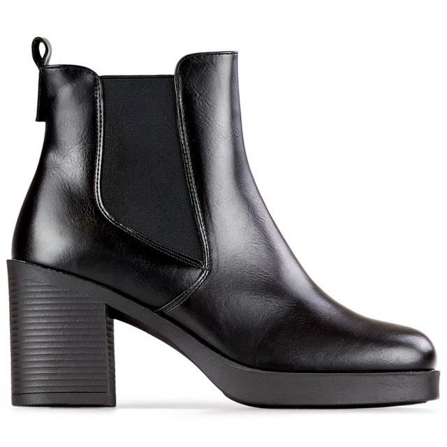 Botine de dama negre, botine clasice negre din piele ecologica, pantofi de iarna izolati negru