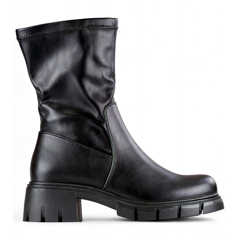 Potocki Botine de dama worker de culoare neagra din piele ecologica negru
