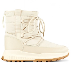 Cizme sport bej pentru zapada, pantofi de iarna izolati de dama cu talpa plata Cizme sport bej pentru zapada, pantofi de iarna izolati de dama cu talpa plata