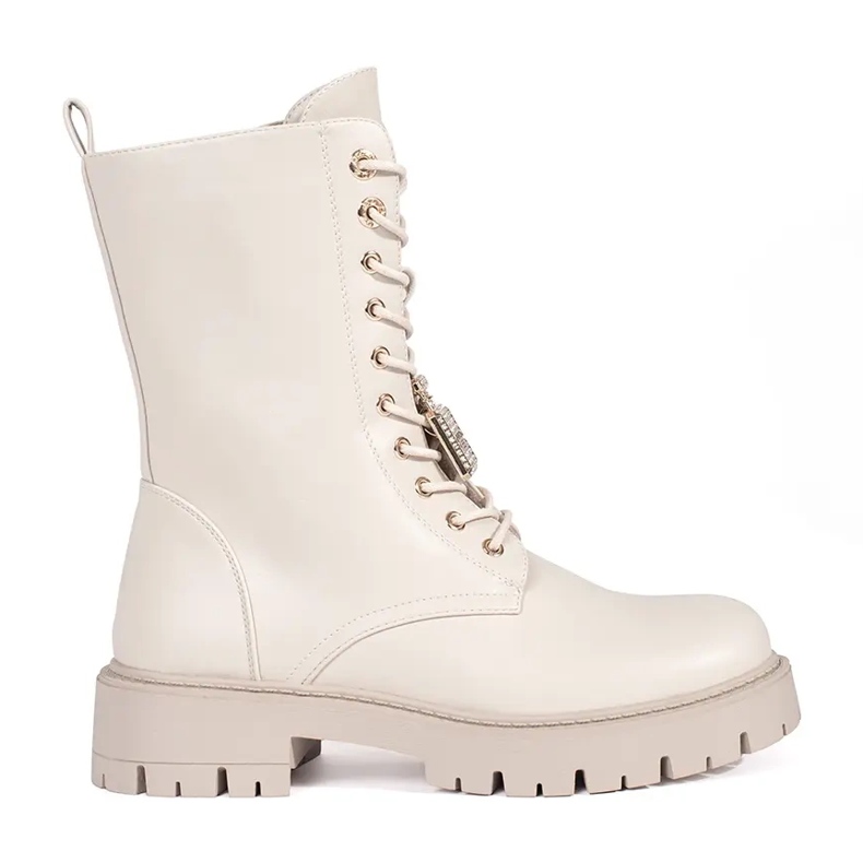 Seastar Cizme de muncitoare de dama bej deschis cu ace