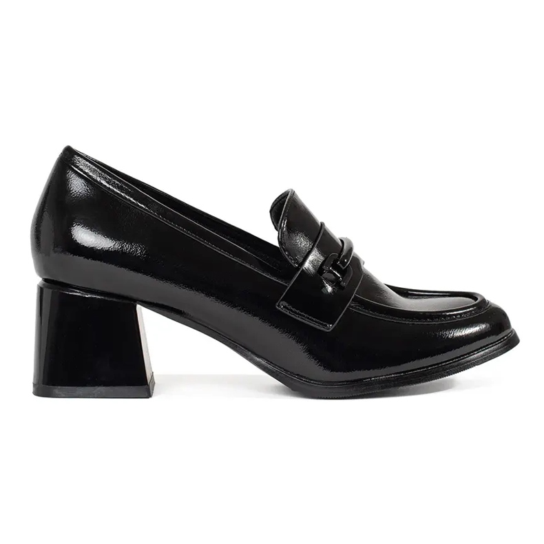 Goodin Mocasini negri de dama cu toc inalt negru