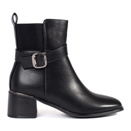 Botine de dama negre cu catarama negru Botine de dama negre cu catarama negru