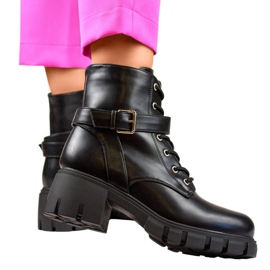 Ghete de dama cu toc jos si platforma, neagra BM530B negru