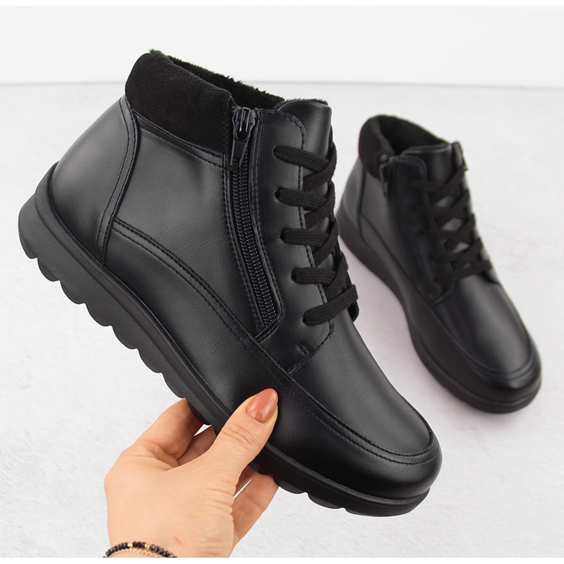 Cizme confortabile, izolate, din piele neagră de Filippo DBT6629 negru