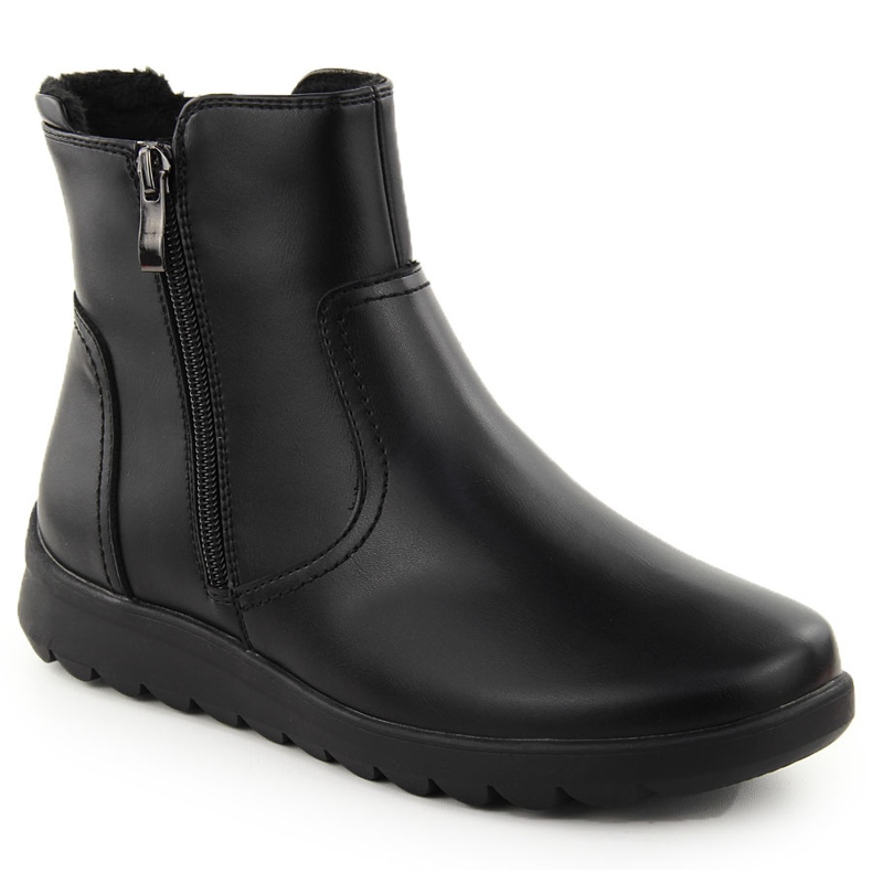 Botine de dama din piele neagra cu fermoar FIlippo DBT6630 negru