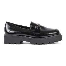 Goodin Mocasini de dama negre pe platforma decorata cu lant negru Goodin Mocasini de dama negre pe platforma decorata cu lant negru