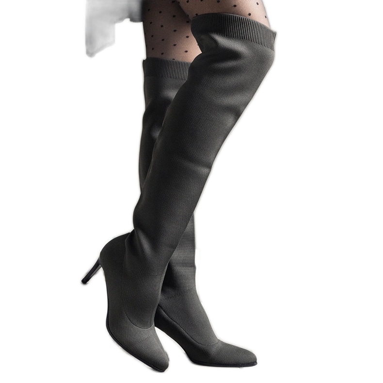 Cizme verzi cu toc înalt cu slip-on, cu partea superioară Atari elastică verde