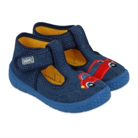 Papuci copii Befado cu Velcro 631P046, bleumarin, cu aplicatie auto albastru