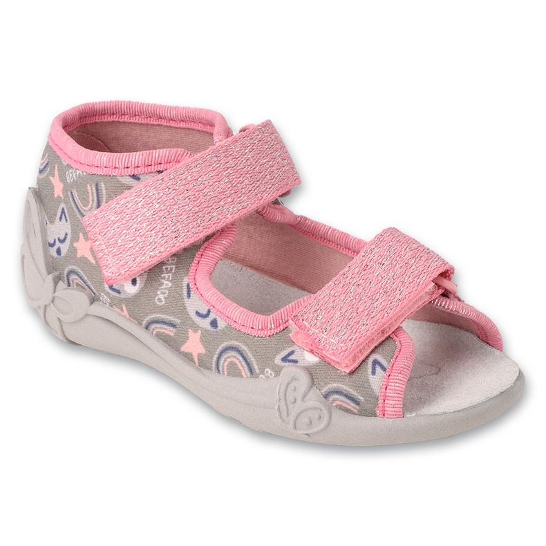 Sandale pentru copii Befado, inserție din piele cu Velcro 342P064, roz gri Sandale pentru copii Befado, inserție din piele cu Velcro 342P064, roz gri