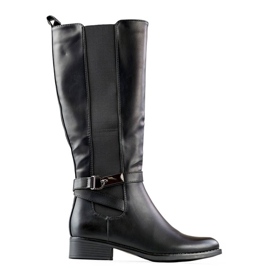 Cizme de dama cu cauciuc elastic, negre JK-167B negru
