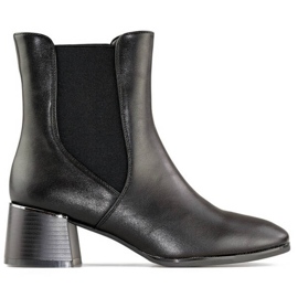Botine de dama cu toc inalt, negre, 9611B negru