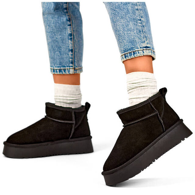 Cizme de zapada dama piele intoarsa, negre XF-159B negru