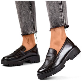 Mocasini de dama cu talpa groasa, mocasini negri XR-374B negru Mocasini de dama cu talpa groasa, mocasini negri XR-374B negru