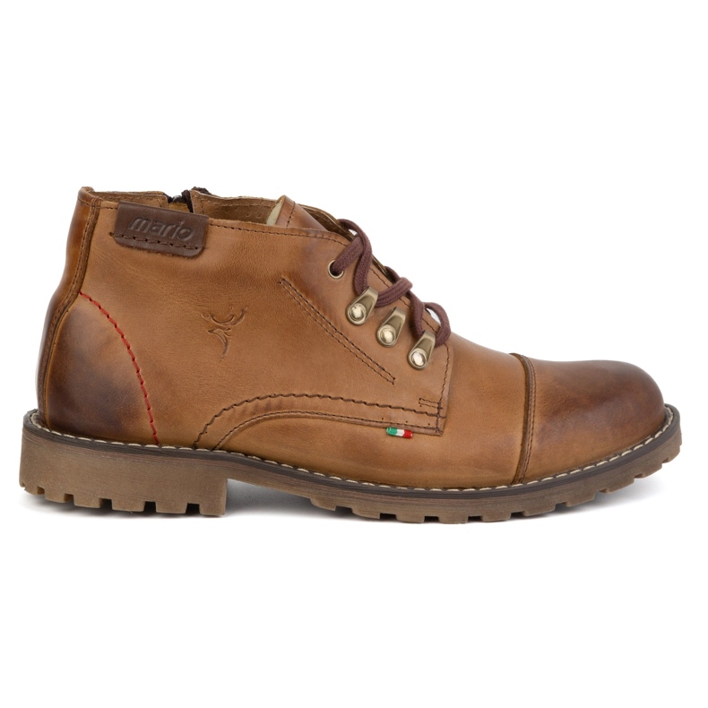 Olivier Cizme scurte de iarnă din piele pentru bărbați, 963MP, roșii bej