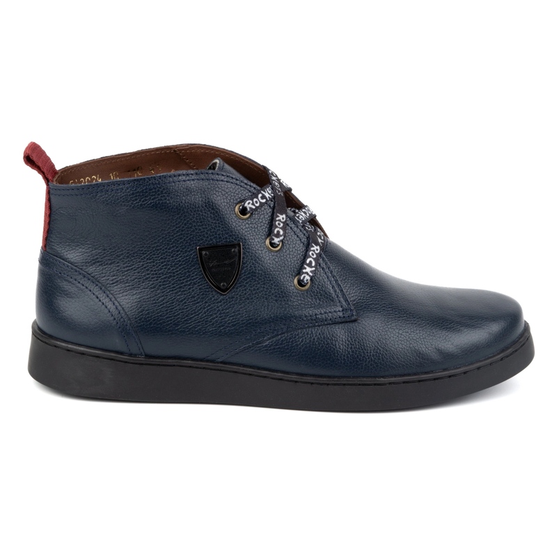 Pantofi Chukka din piele pentru barbati KAMPOL 110/63 bleumarin albastru