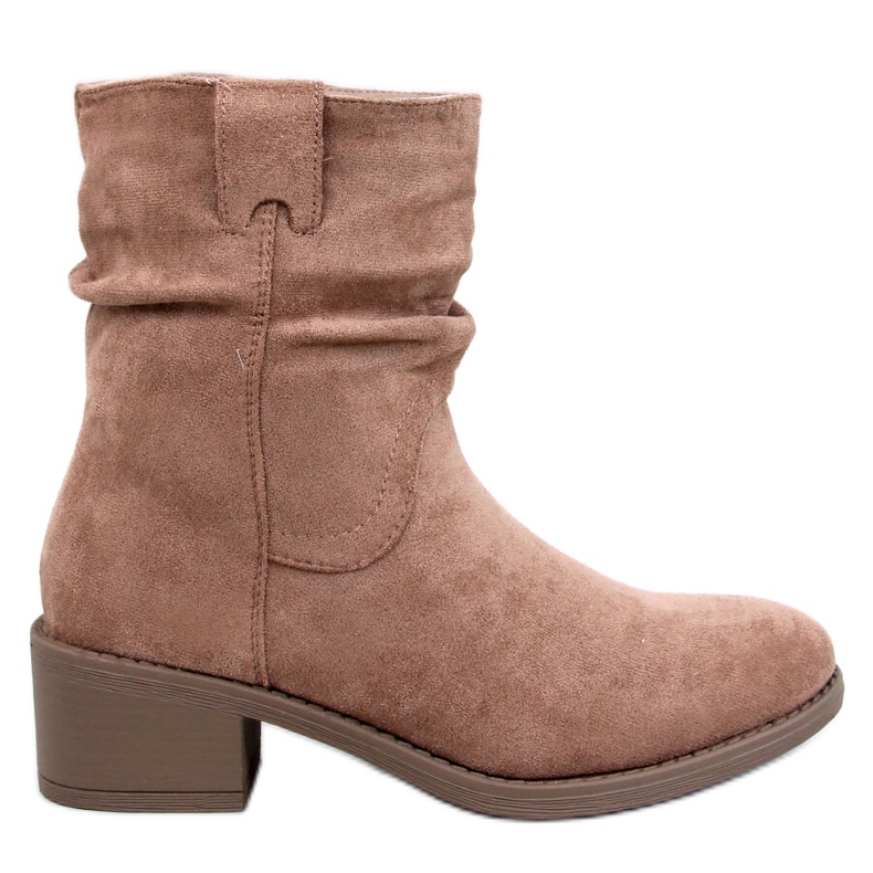 Botine Raney Khaki din piele intoarsa cu toc joase bej Botine Raney Khaki din piele intoarsa cu toc joase bej