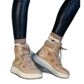 Botine Rosemarie bej cu talpa groasa