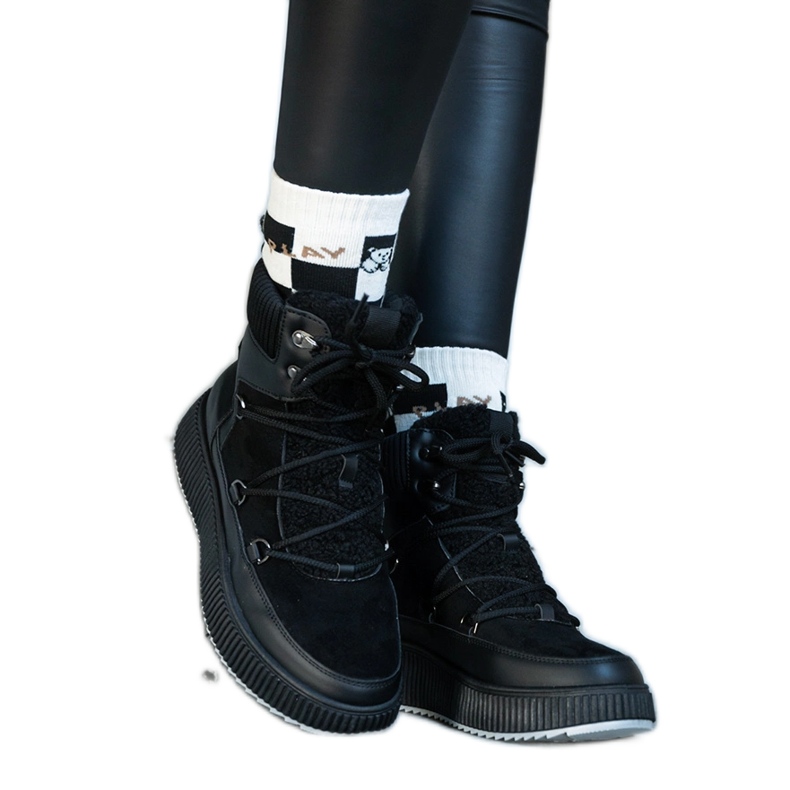 Botine Rosemarie negre cu talpa groasa negru Botine Rosemarie negre cu talpa groasa negru