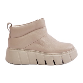 Cizme din piele Zazoo 60470 izolate cu lână pe platforma bej deschis