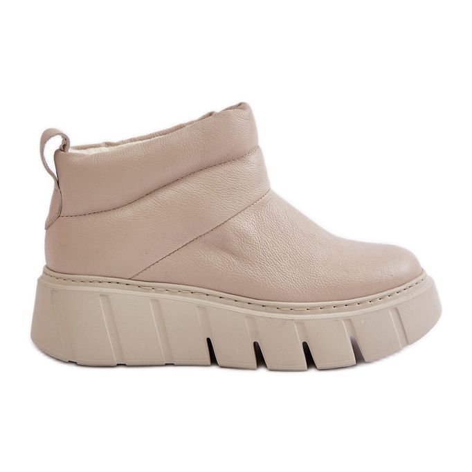 Cizme din piele Zazoo 60470 izolate cu lână pe platforma bej deschis