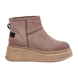 Cizme De Zăpadă Piele Căprioară Pe Platformă Și Pană Maciejka 06769-02 Maro Închis