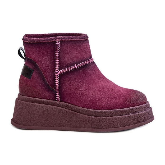 Cizme de zapada din piele intoarsa pe platforma si pane Maciejka 06769-23 Burgundia roșu