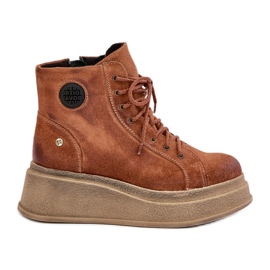 Botine din piele intoarsa pe o platforma masiva Maciejka 06309-29 maro Botine din piele intoarsa pe o platforma masiva Maciejka 06309-29 maro