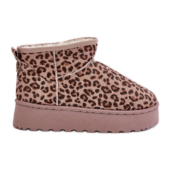Cizme De Zapada De Dama Cu Imprimeu Leopard Pe Platforma, Izolate Cu Blana, Xamella Maro