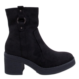 Botine Cooke Black cu toc lat negru