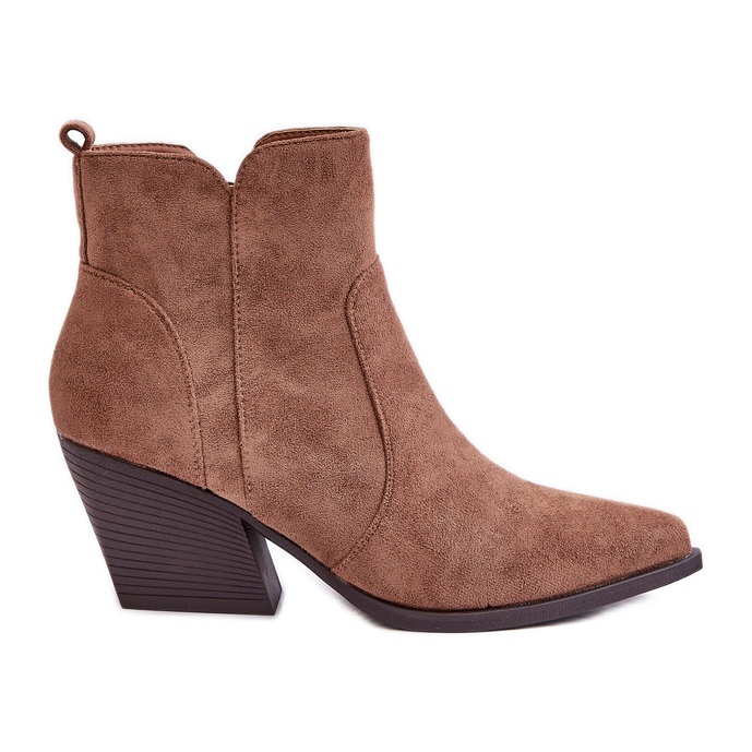 Cizme Cowboy Izolate Eco Suede Cu Fermoar, Maro Virtris Cizme Cowboy Izolate Eco Suede Cu Fermoar, Maro Virtris