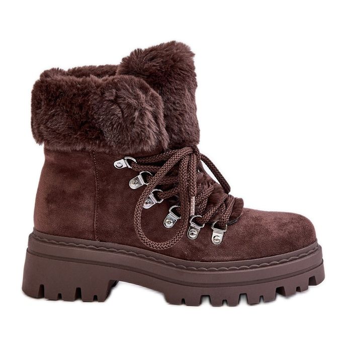 Cizme De Dama Cu Siret Cu Blana, Maro Inchis Vaminia Cizme De Dama Cu Siret Cu Blana, Maro Inchis Vaminia