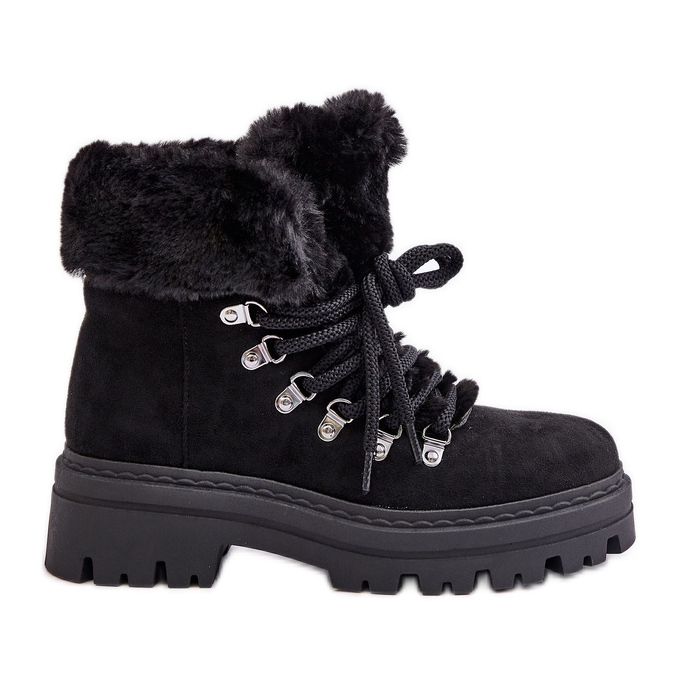 Trappers Damă Cu șireturi, Cu Blană, Vaminia Neagră negru Trappers Damă Cu șireturi, Cu Blană, Vaminia Neagră negru