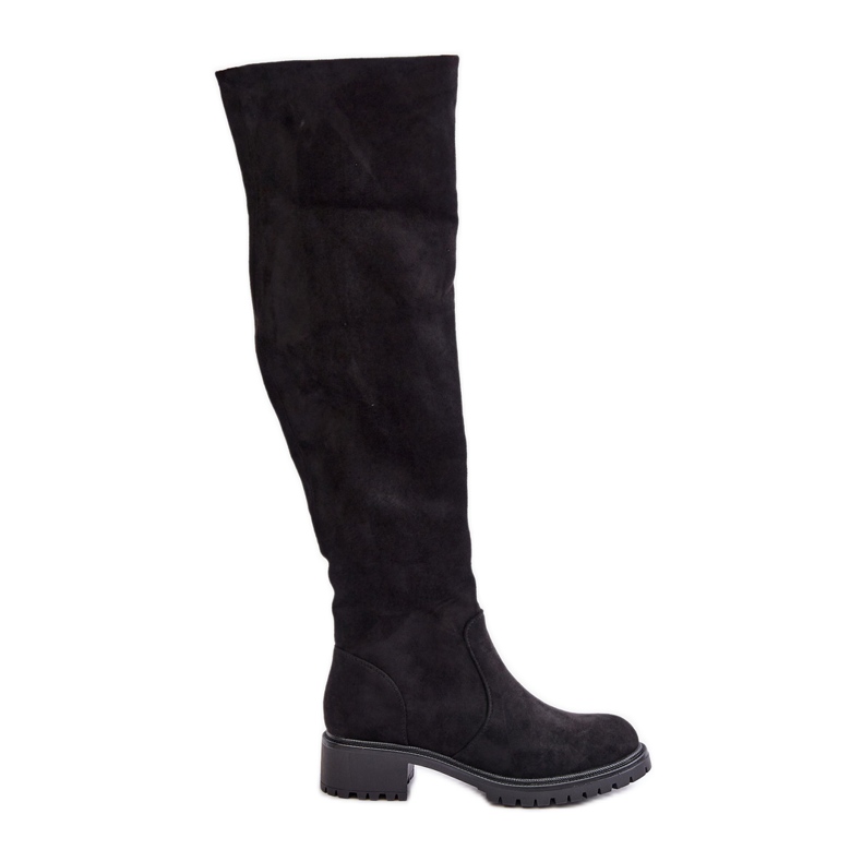 Cizme plate peste genunchi Filora negre negru