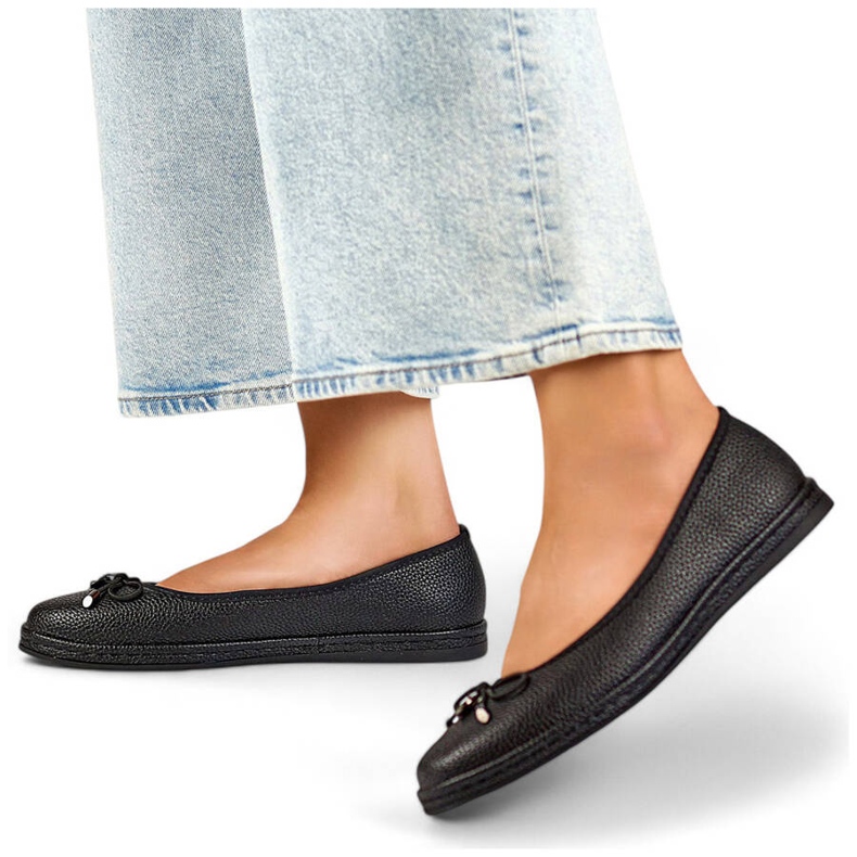 Balerini negri confortabili de damă, cu fundă GD-XR392A-B negru Balerini negri confortabili de damă, cu fundă GD-XR392A-B negru