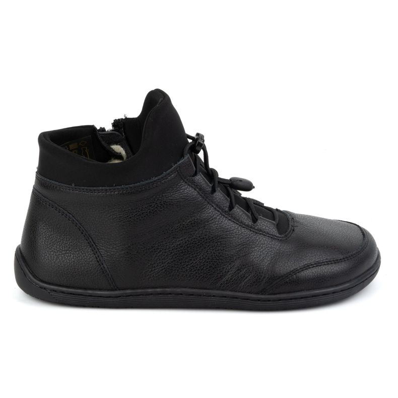 WASAK Pantofi dama desculți, căptușiți cu lână, piele 0767W, negru