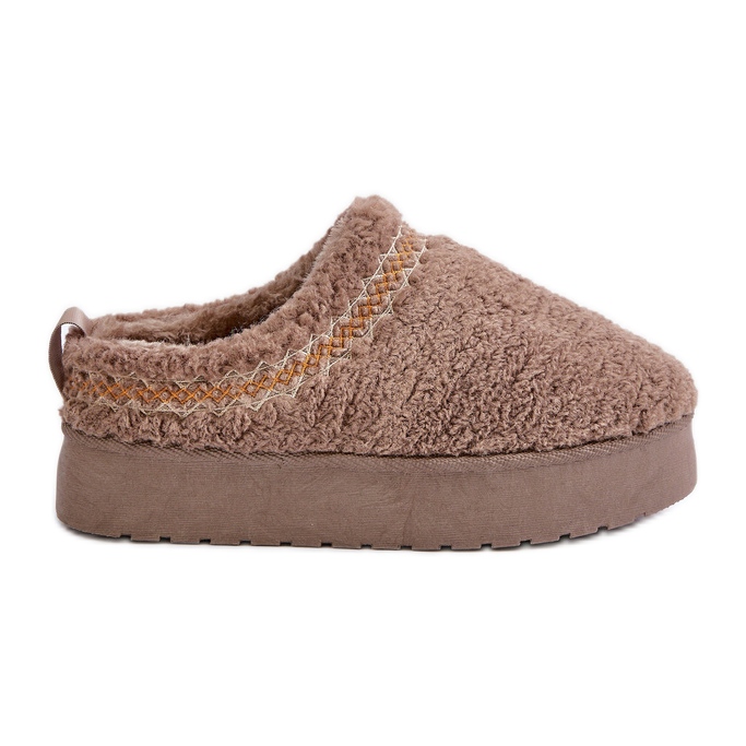 Cizme de zapada cu platforma cu blana, tip piele de oaie, Mesirra bej inchis