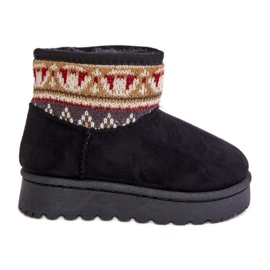 Cizme De Zapada Slip-On Copii Cu Model, Captusita cu Blana, Mirirae Neagra negru