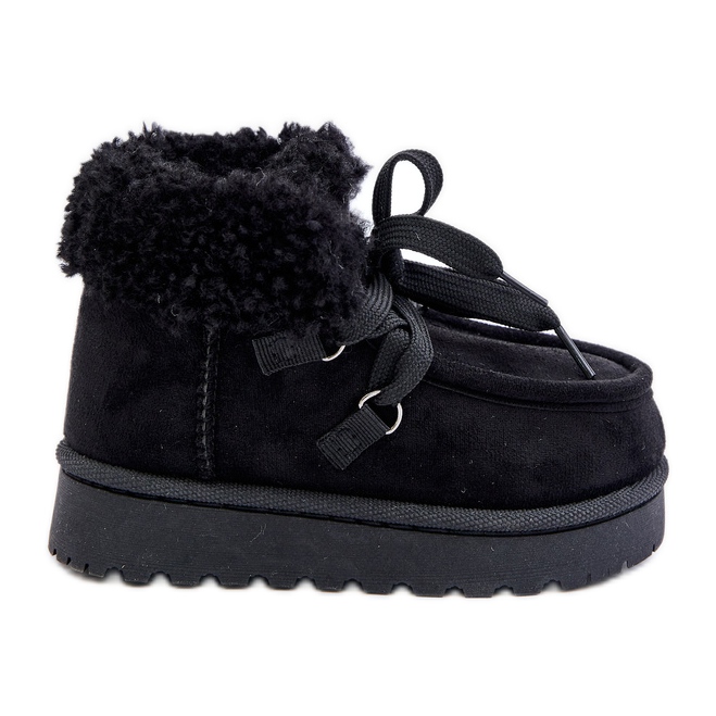 Cizme Negre pentru Zapada Copii Adelane Izolate cu Blana negru