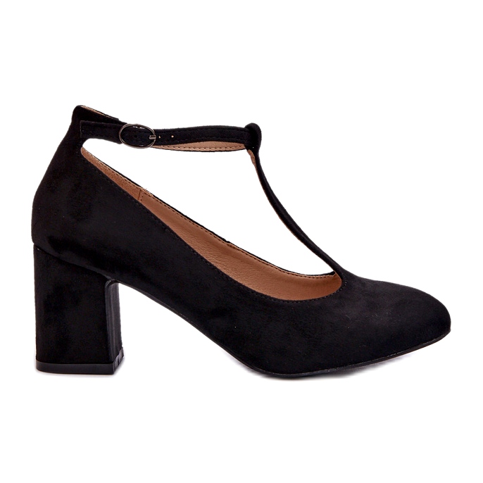 Pompi din piele intoarsa ecologica cu toc stiletto, negri negru