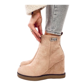 Botine cu pană Rochelle Khaki bej