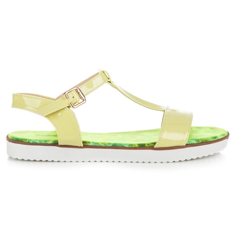 Vices Sandale lăcuite cu cataramă verde