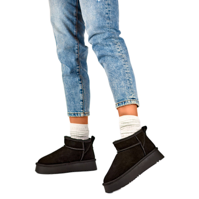 Cizme de zăpadă căptușite cu blană de damă XF-159B, negre negru Cizme de zăpadă căptușite cu blană de damă XF-159B, negre negru