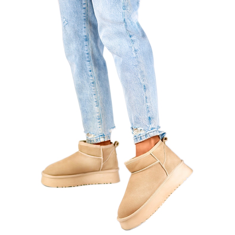 Cizme de zăpadă damă căptușite cu blană XF-159L.BE, bej