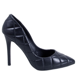 Pompe stiletto negre matlasate negru