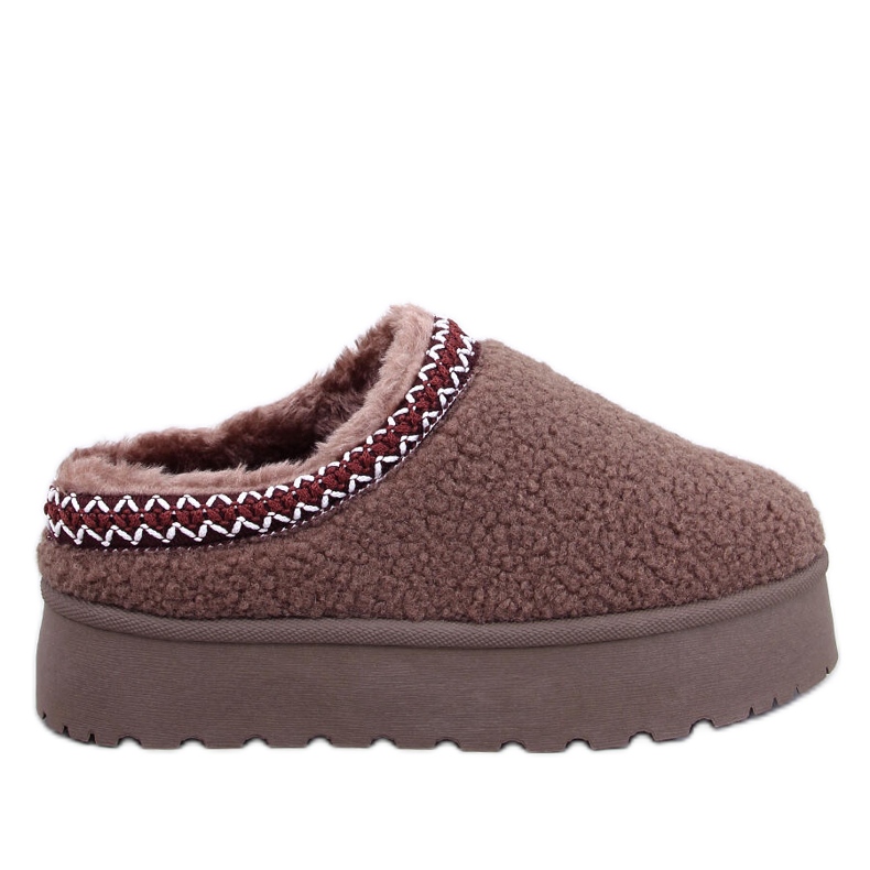 Cizme de zăpadă scurte de damă cu piele de oaie, maro-kaki