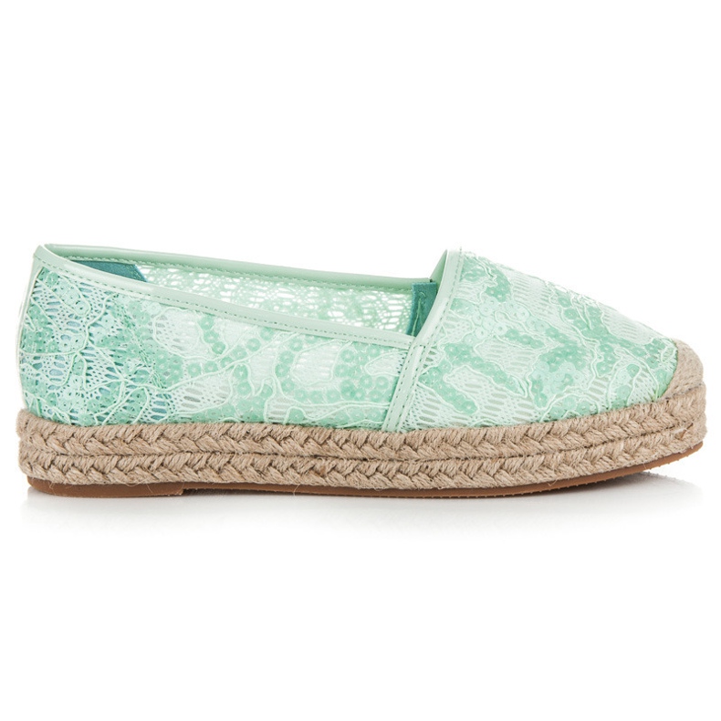 Vices Espadrile din dantela cu paiete verde