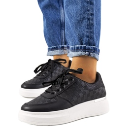 Tenisi de dama negri cu platforma negru