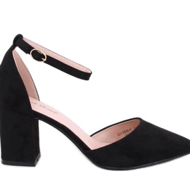 Pompe negre cu toc înalt cu închidere la gleznă negru