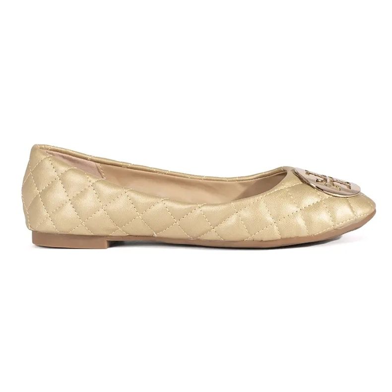 Balerini de dama matlasati aurii cu decor de aur